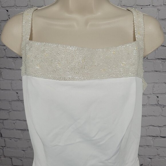 Alfred Angelo White Pearl Beaded Train Bridal A-Line #1973 Wedding Dress Gown 16 - Picture 8 of 16